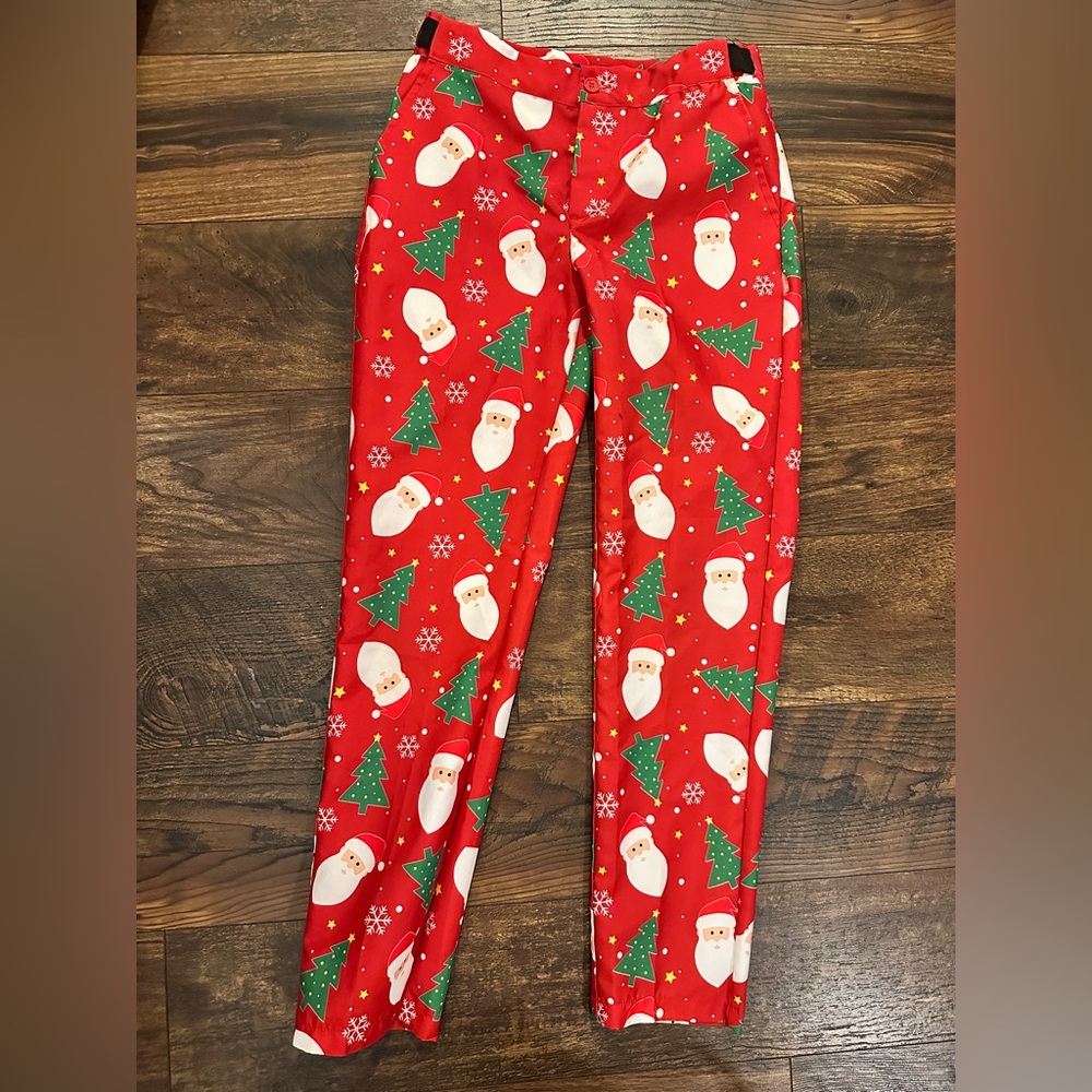 Suitmeister Christmas Suit Pants Kids L 10-12 elastic waist dress slacks ugly
